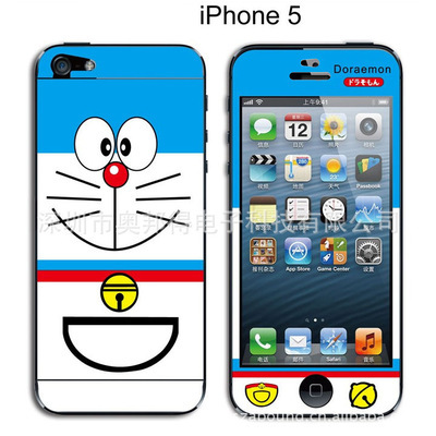 哆啦A梦与小猫咪的萌趣邂逅 iPhone5动漫彩贴手机贴膜，尽显可爱风采